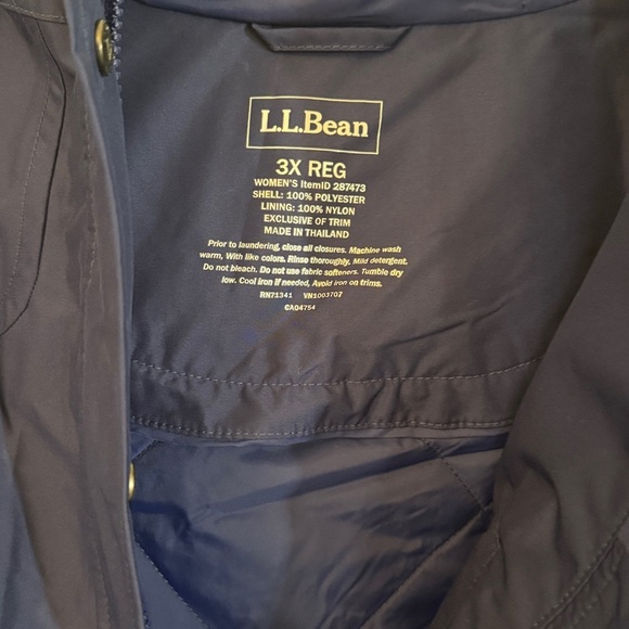 LL Bean Jacket Mens 3X Blue PrimaLoft Hooded Insulated Coat Zip out liner - Picture 2 of 6